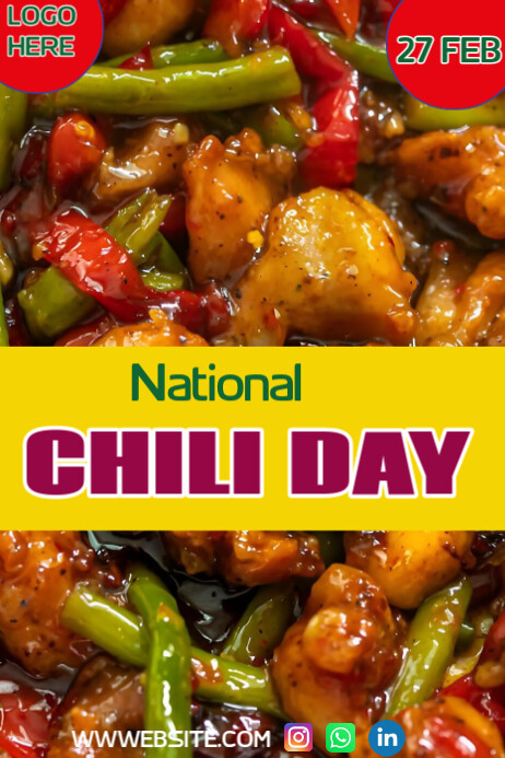 Yellow Maximalist National Chili Day Poster Cartaz template
