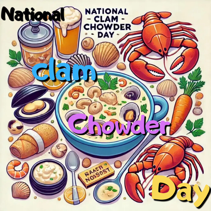 Yellow Maximalist National Clam Chowder Day  Instagram Post Iphosti le-Instagram template