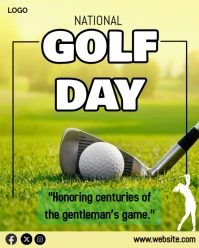 Yellow Maximalist National Golf Day Poster Instagram Portrait template