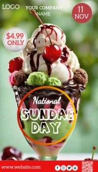 Yellow Maximalist National Sundae Day Business Card template