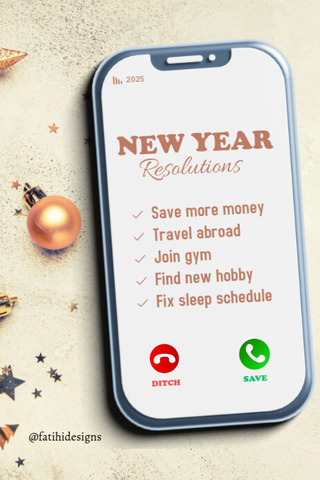 Yellow Maximalist New Year Resolutions 2025 Poster template