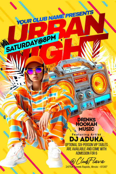 Club Poster Layout Yellow Maximalist Night Club Poster Template | PosterMyWall