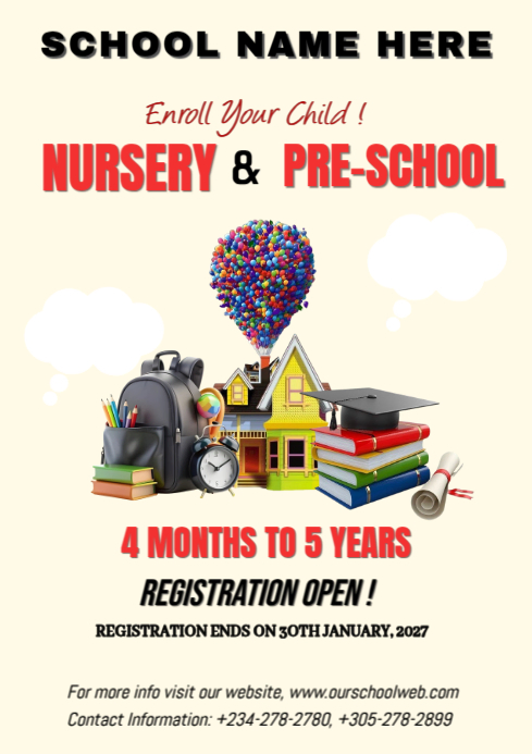 Yellow Maximalist Nursery Admission Template A4 | PosterMyWall