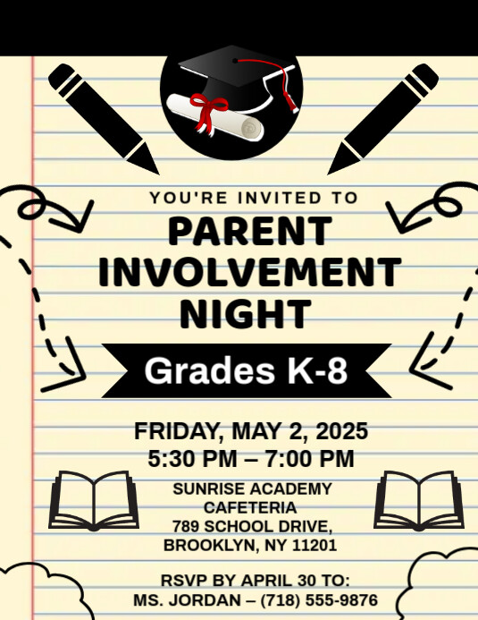 Letter Involvment Yellow Maximalist Parent Involvement Night Flyer (us Letter) Template ...