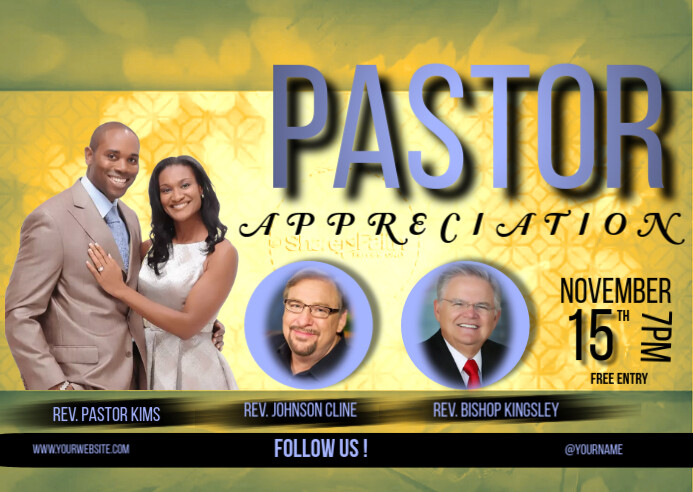 Yellow Maximalist Pastor Appreciation Postcard Postal template