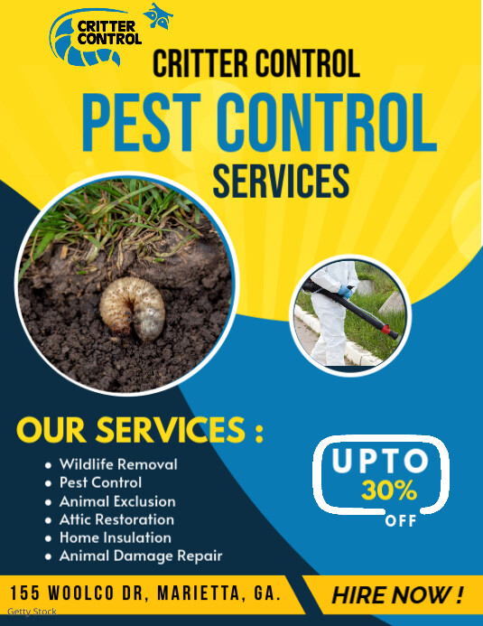 Yellow Maximalist Pest Control Flyer Flyer (us Letter) template