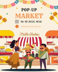 Yellow Maximalist Pop Up Market Ad  Instagram Portrait template