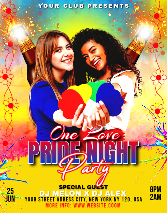 Yellow Maximalist Pride One Love Poster/wallboard Cartaz/placa template