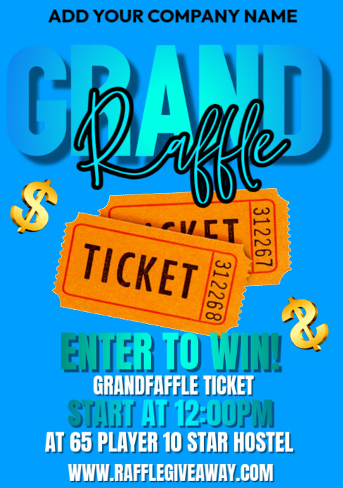 Plantilla de Yellow Maximalist Raffle Ticket A5 | PosterMyWall