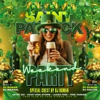 Yellow Maximalist Saint Patrick Weekend Party Flyer Instagram Post template