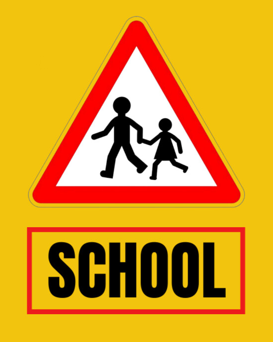 Yellow Maximalist School Sign Board Instagram Portrait template