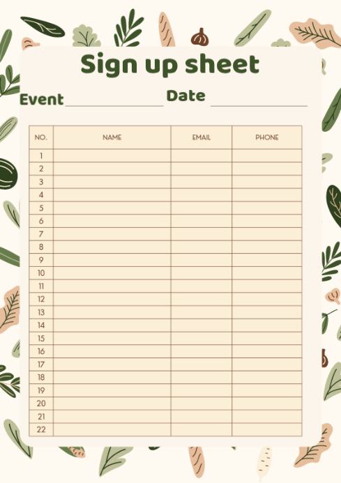 Yellow Maximalist Sign Up Sheet A4 Template | PosterMyWall