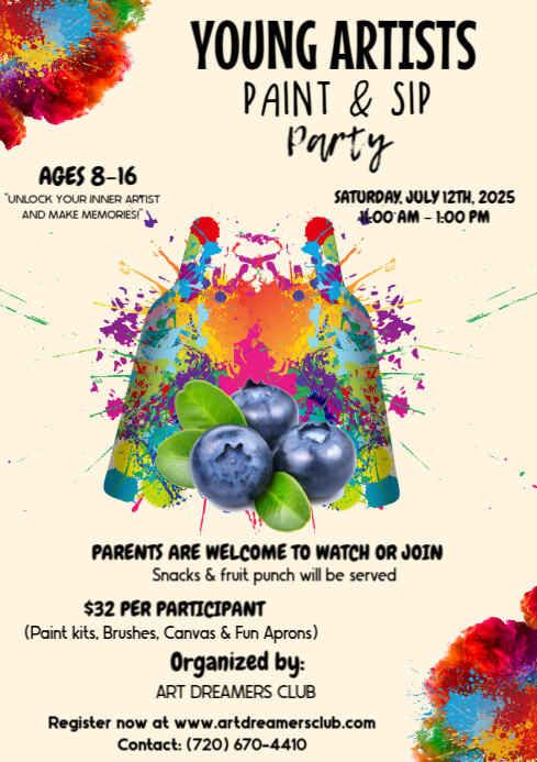 Yellow Maximalist Sip & Paint Party  A4 template