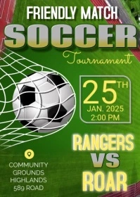 Yellow Maximalist Soccer Football Tournament  A6 template