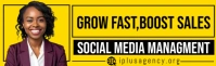Yellow Maximalist Social Media Managment Linkedin Career Cover Photo template