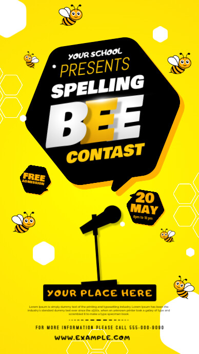 Yellow Maximalist Spelling Bee Contast  Instagram Story template
