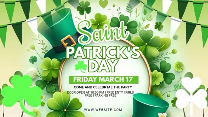 Yellow Maximalist St. Patrick's Day Digital Display Digital Display (16:9) template