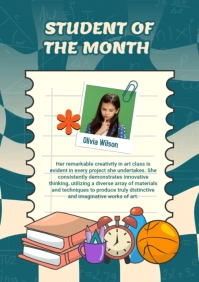 Yellow Maximalist Student Of The Month  A2 template