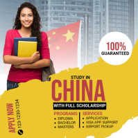 Yellow Maximalist Study In China Instagram Post template