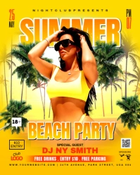 Yellow Maximalist Summer Beach Party Flyer Instagram Portrait template