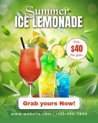 Yellow Maximalist Summer Drink Flyer Promo  Instagram Portrait template