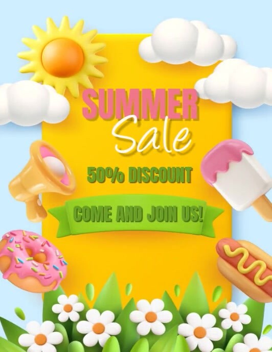 Yellow Maximalist Summer Sale Flyer (us Letter) template