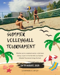 Yellow Maximalist Summer Volleyball Tournament Advertisement Flyer Template Design Instagram Portrai