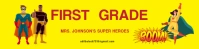 Yellow Maximalist Super Hero  Google Classroom Banner template