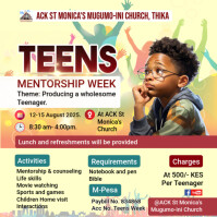 Yellow Maximalist Teens Mentorship program Week Church Event poster โพสต์บน Instagram template