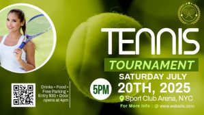 Yellow Maximalist Tennis Tournament Video  Digital Display (16:9) template