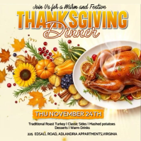 Yellow Maximalist Thanksgiving Dinner  Instagram Post template