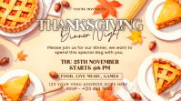 Yellow Maximalist Thanksgiving Dinner Party  Digital Display (16:9) template