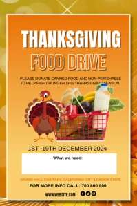 Yellow Maximalist Thanksgiving Food Drive Template Pinterest Graphic