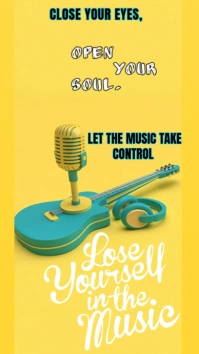 Yellow Maximalist The Image Is A Vibrant Yellow Gradient Background Themed "lose Yourself In The Mus Instagram Story template