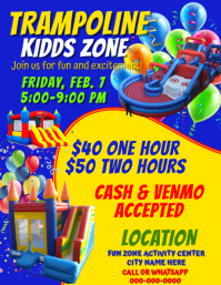 Yellow Maximalist Trampoline Poster, Trampoline Flyer, Trampoline Template, Trampoline Park Invitati