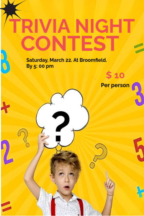Yellow Maximalist Trivia Night Poster Template | PosterMyWall