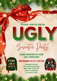 Yellow Maximalist Ugly Sweater Party A4 template