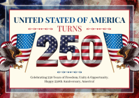 Yellow Maximalist USA 250th Anniversary Celebration Postcard Открытка template