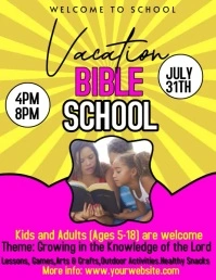 Yellow Maximalist Vacation Bible School Flyer Рекламная листовка (US Letter) template