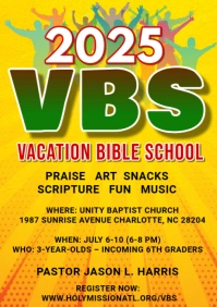 Yellow Maximalist Vbs Flyer A4 template