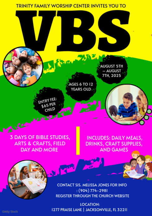 Yellow Maximalist Vbs Flyer  A4 template