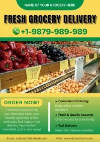Yellow Maximalist Video Grocery Delivery Ad A5 template