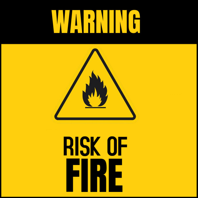 Yellow Maximalist Warning, Risk Of Fire  Instagram Post template