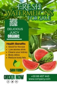 Yellow Maximalist Watermelons  Poster template