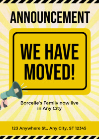 Yellow Maximalist We Have Moved Announcement A6 template