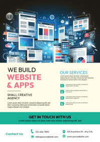 Yellow Maximalist Web Design Service,  A4 template