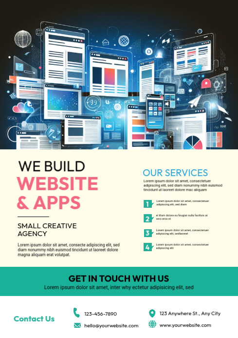 Yellow Maximalist Web Design Service,  A4 template