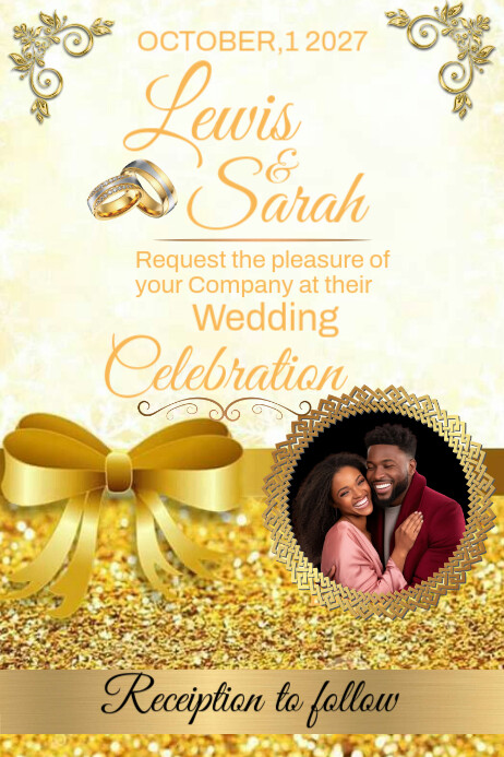 Yellow Maximalist Wedding Invitation Card Poster template