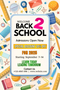 Yellow Maximalist Welcome Back To School Admission  Poster template