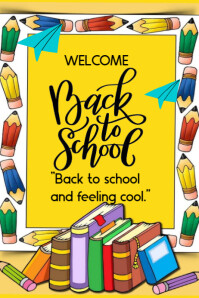 Yellow Maximalist Welcome Back To School  Poster 海报 template